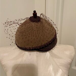 Chandra Vintage Brown/grey Veil Hat fun fun fun